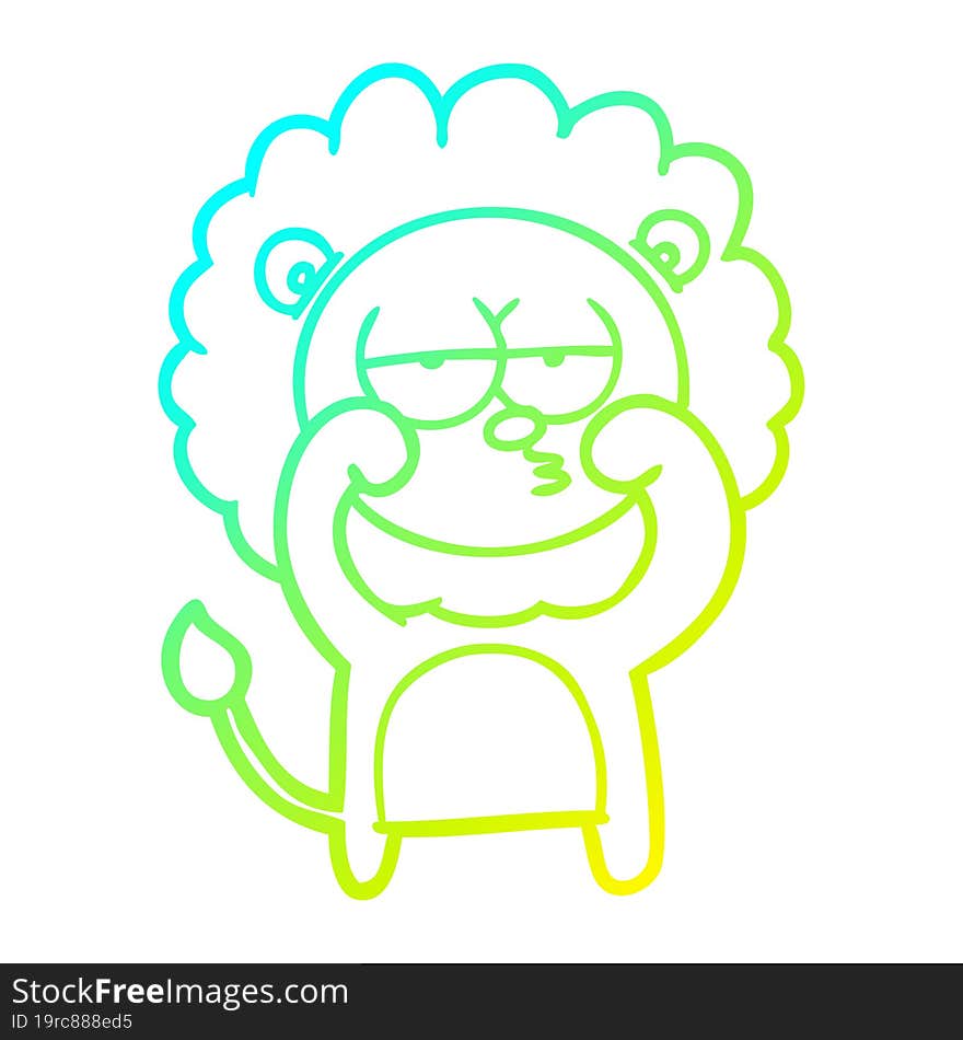 cold gradient line drawing cartoon bored lion