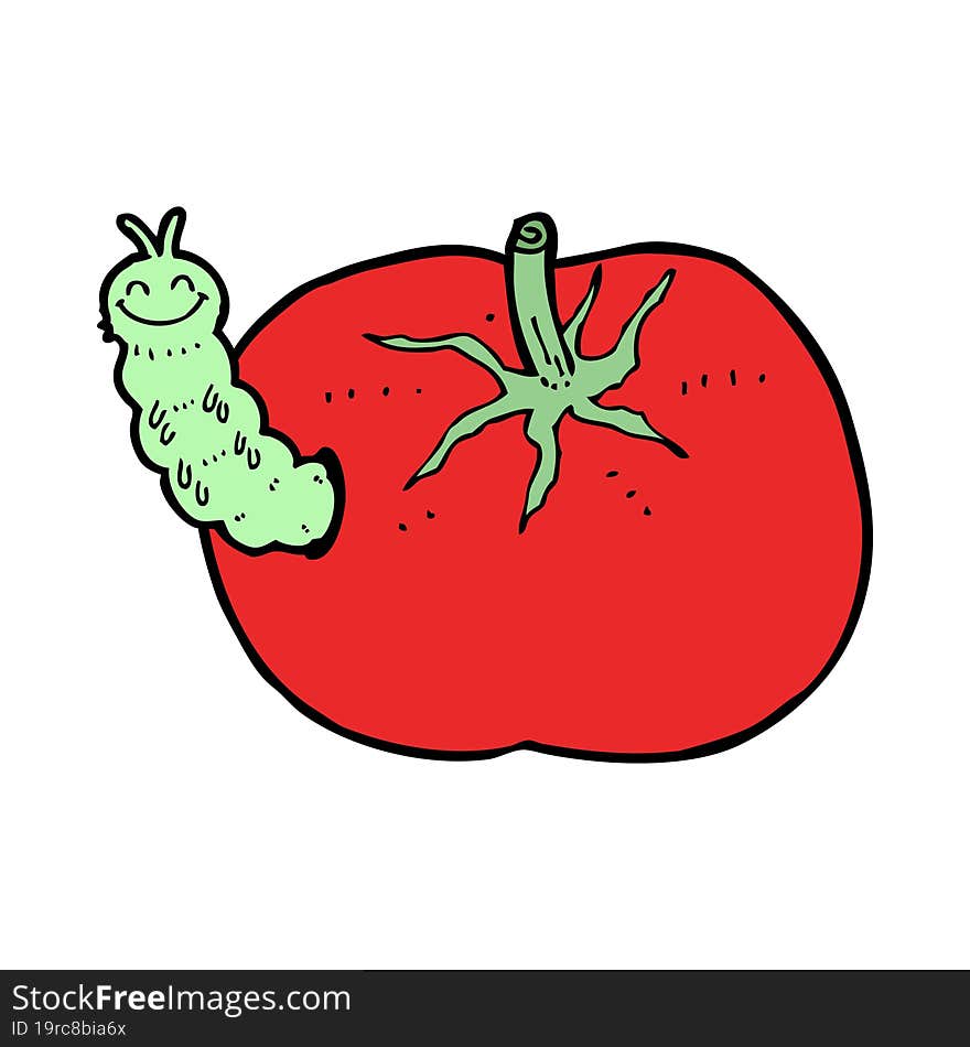 Cartoon Tomato With Bug