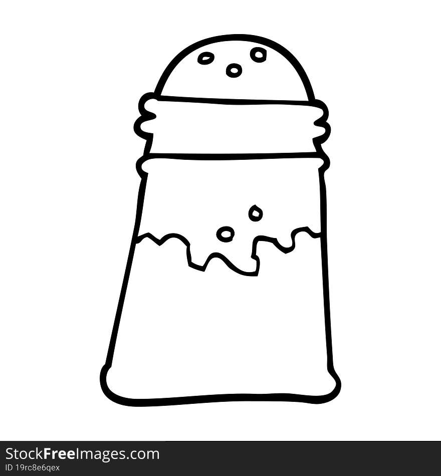 black and white cartoon salt shaker