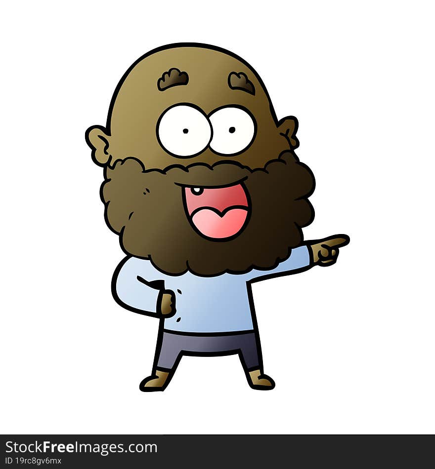 cartoon crazy happy man with beard. cartoon crazy happy man with beard