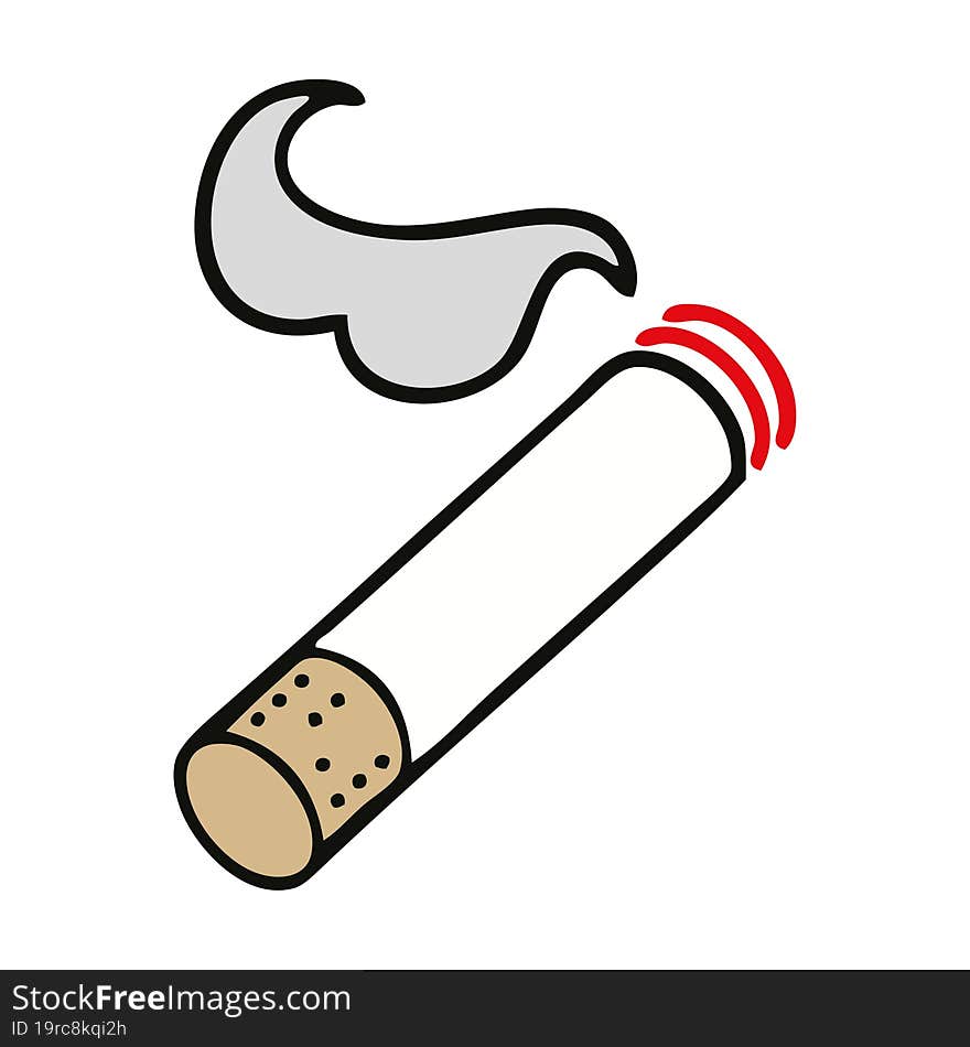 cute cartoon of a cigarette smoke. cute cartoon of a cigarette smoke