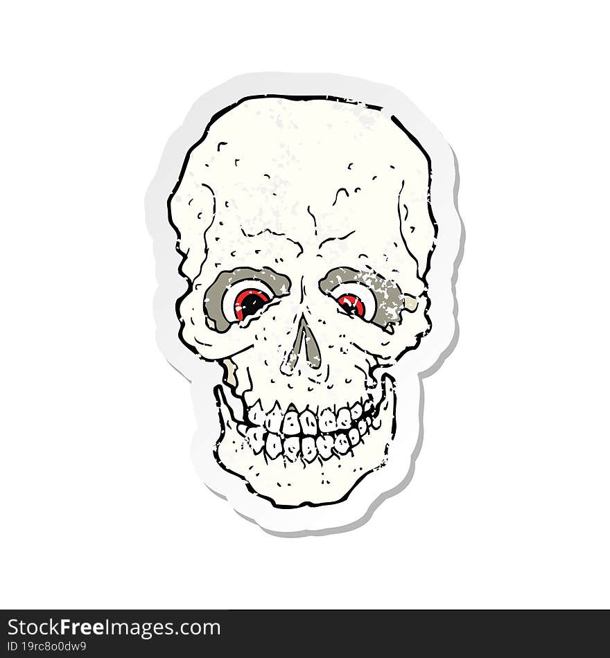 Retro Distressed Sticker Of A Cartoon Spooky Skull