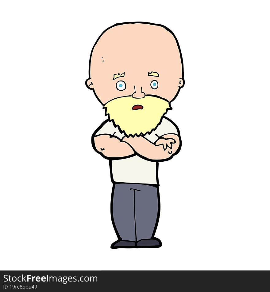 Cartoon Shocked Bald Man With Beard