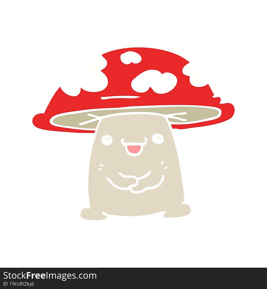 Flat Color Style Cartoon Mushroom Character