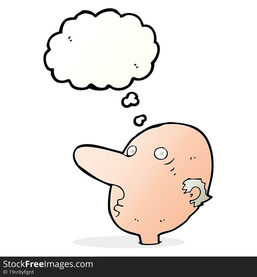 cartoon balding man with thought bubble