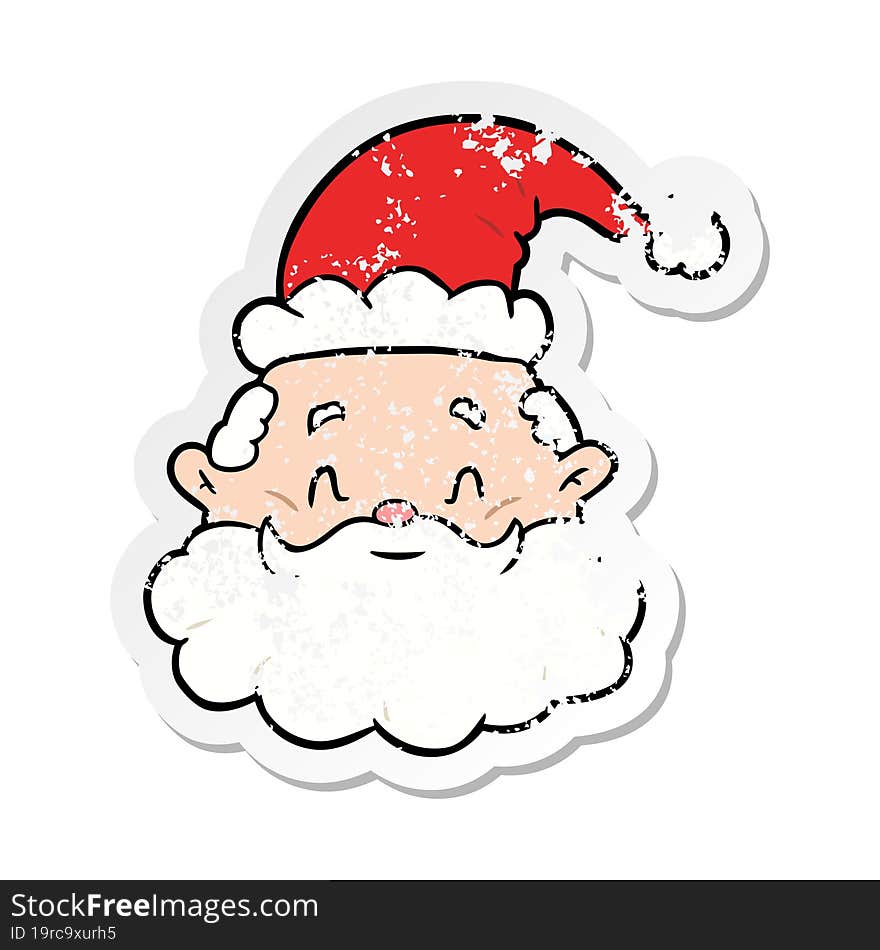 distressed sticker of a cartoon santa claus