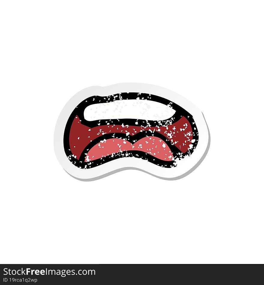 retro distressed sticker of a cartoon mouth