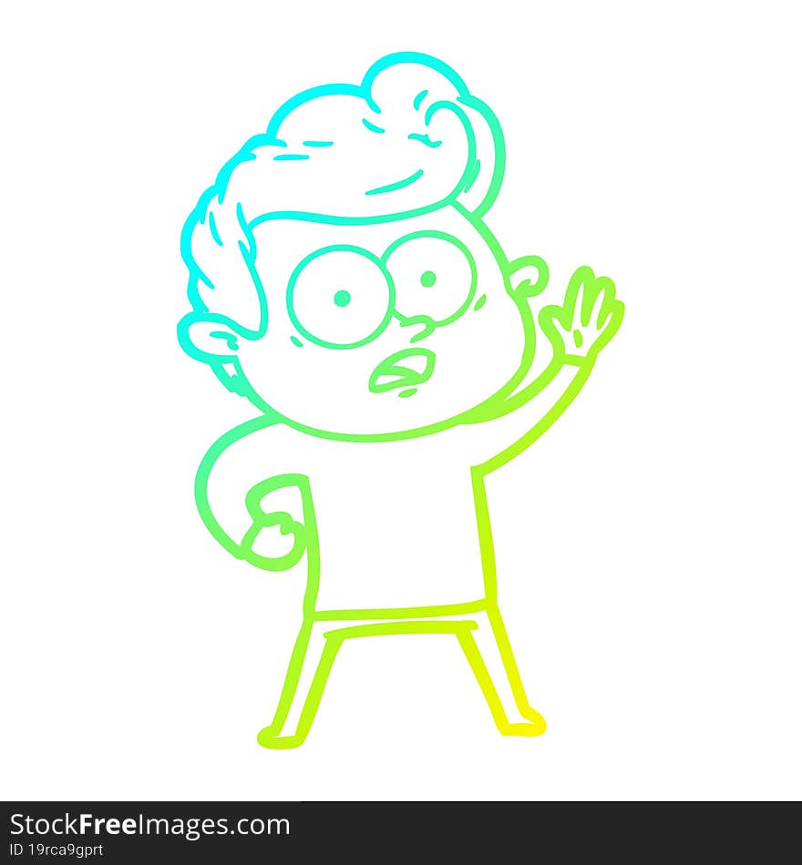 Cold Gradient Line Drawing Cartoon Staring Man