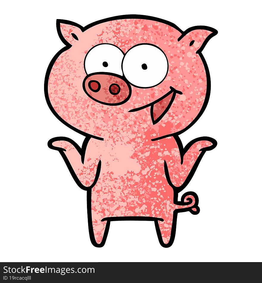 cartoon pig with no worries. cartoon pig with no worries