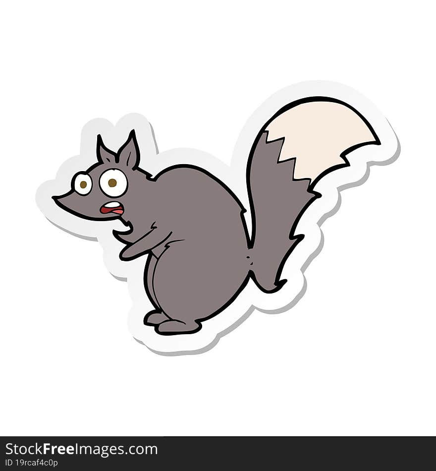 sticker of a funny startled squirrel cartoon