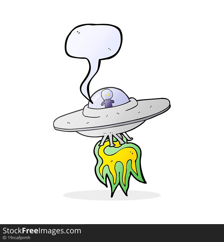 speech bubble cartoon alien flying saucer