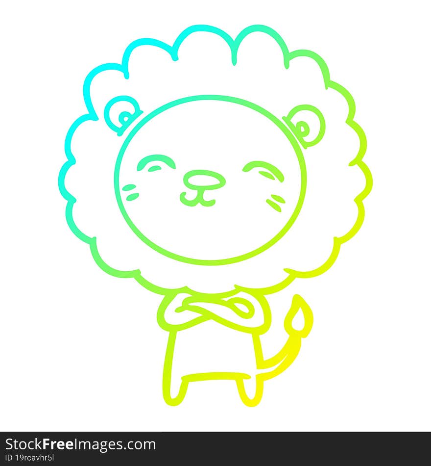 cold gradient line drawing of a cartoon lion