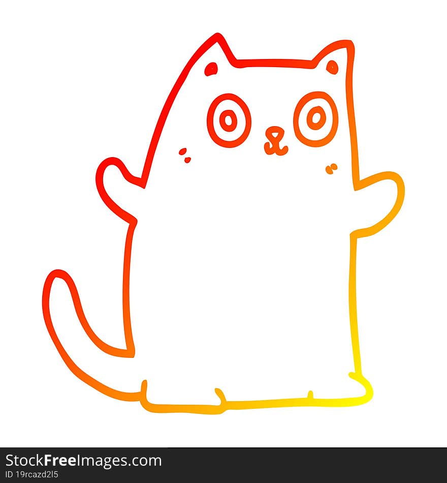 Warm Gradient Line Drawing Cartoon Cat