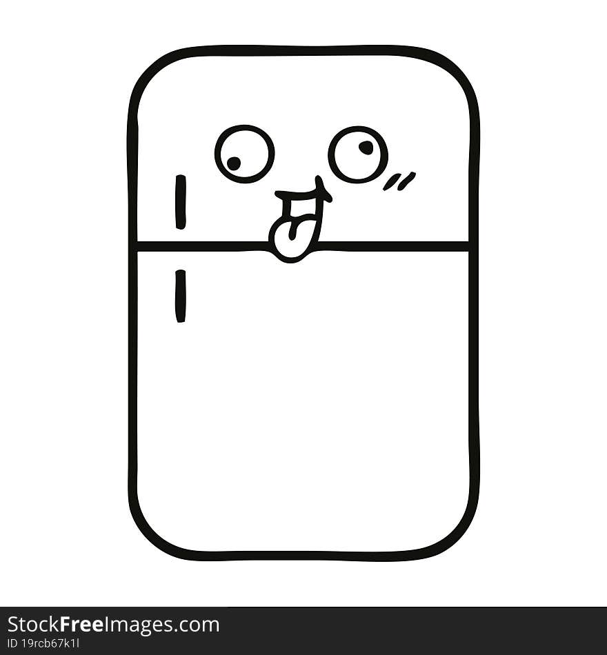 Line Drawing Cartoon Fridge Freezer