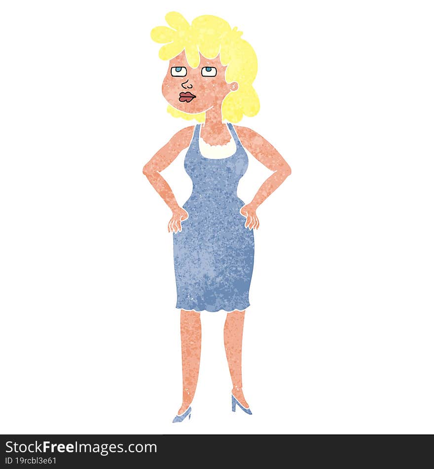 retro cartoon annoyed woman