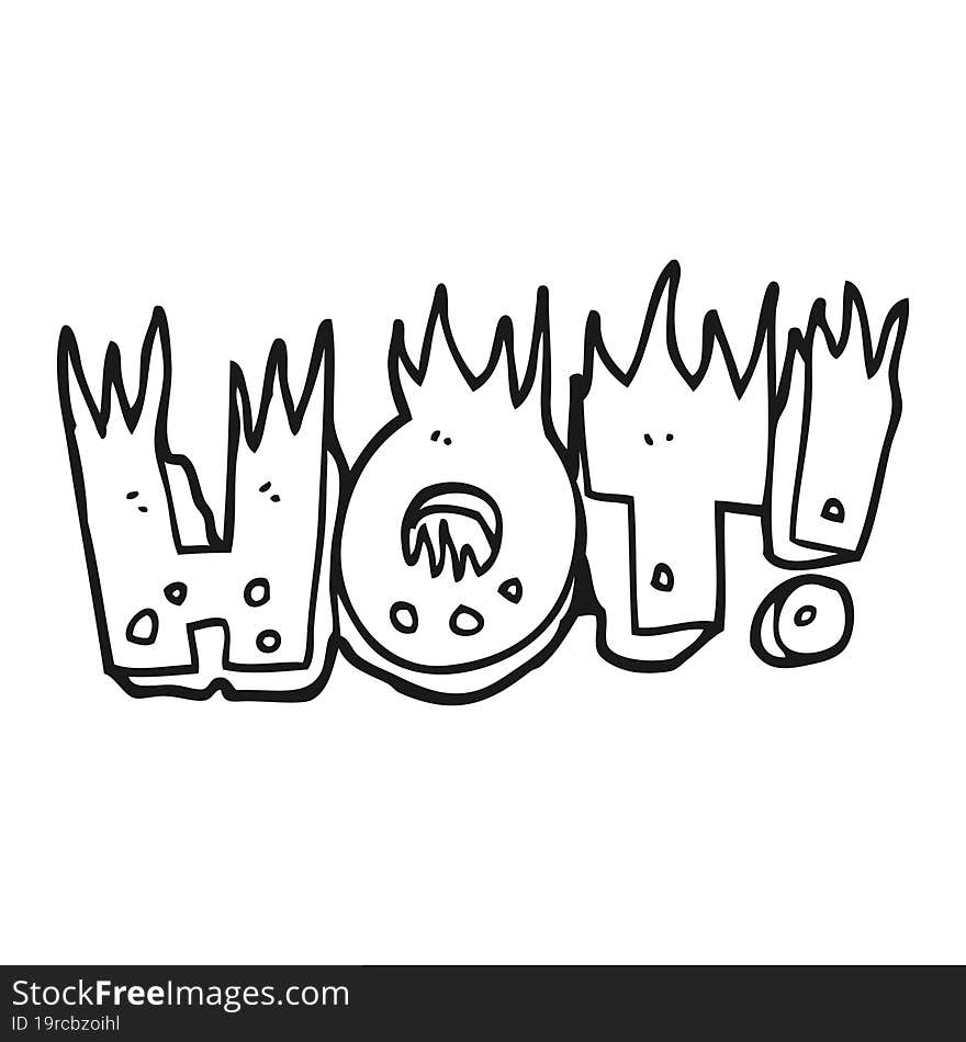 black and white cartoon hot symbol