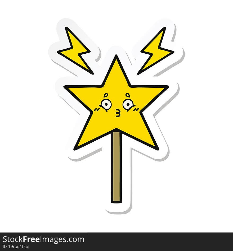 Sticker Of A Cute Cartoon Magic Wand