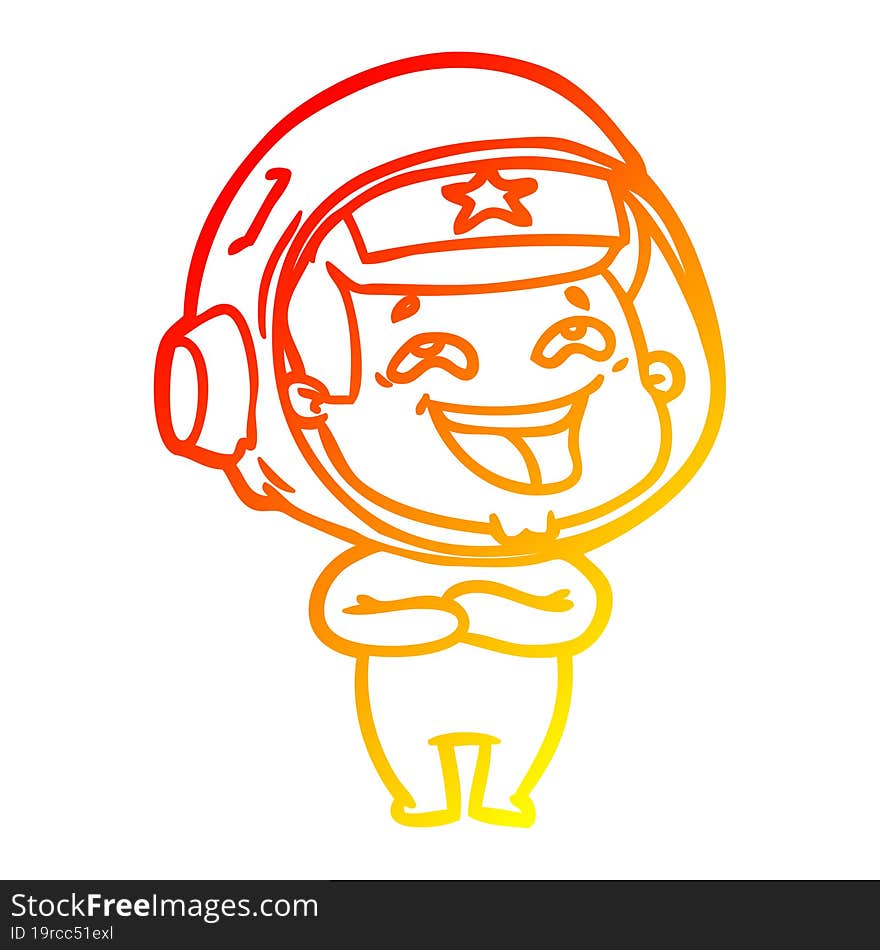 warm gradient line drawing cartoon laughing astronaut