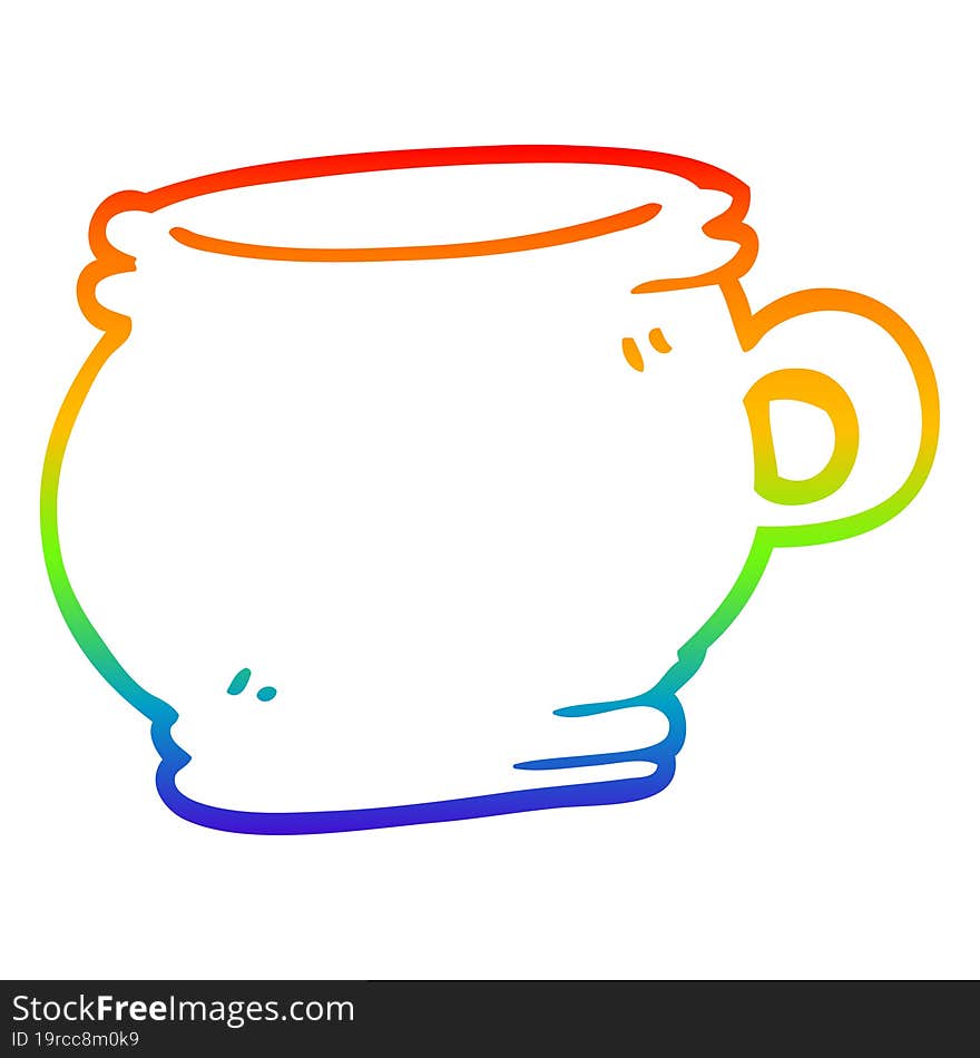 rainbow gradient line drawing cartoon cup