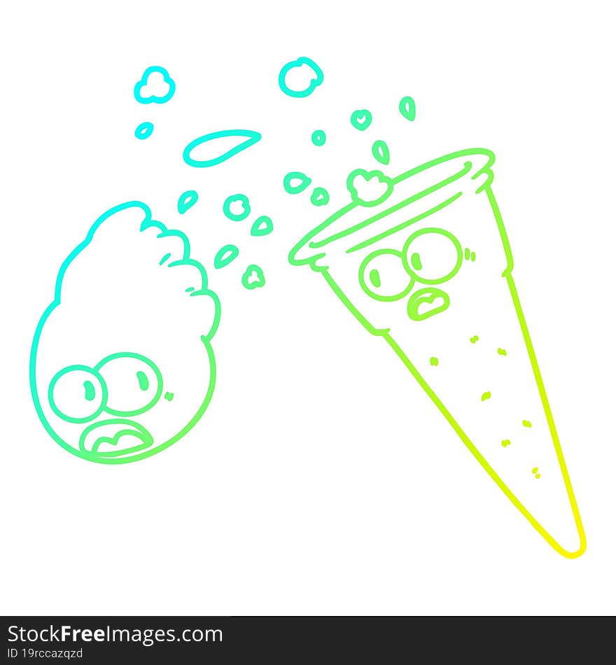 Cold Gradient Line Drawing Cartoon Ice Cream