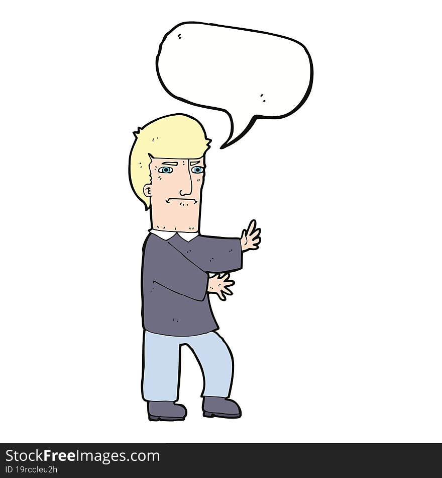 Cartoon Grumpy Man With Speech Bubble