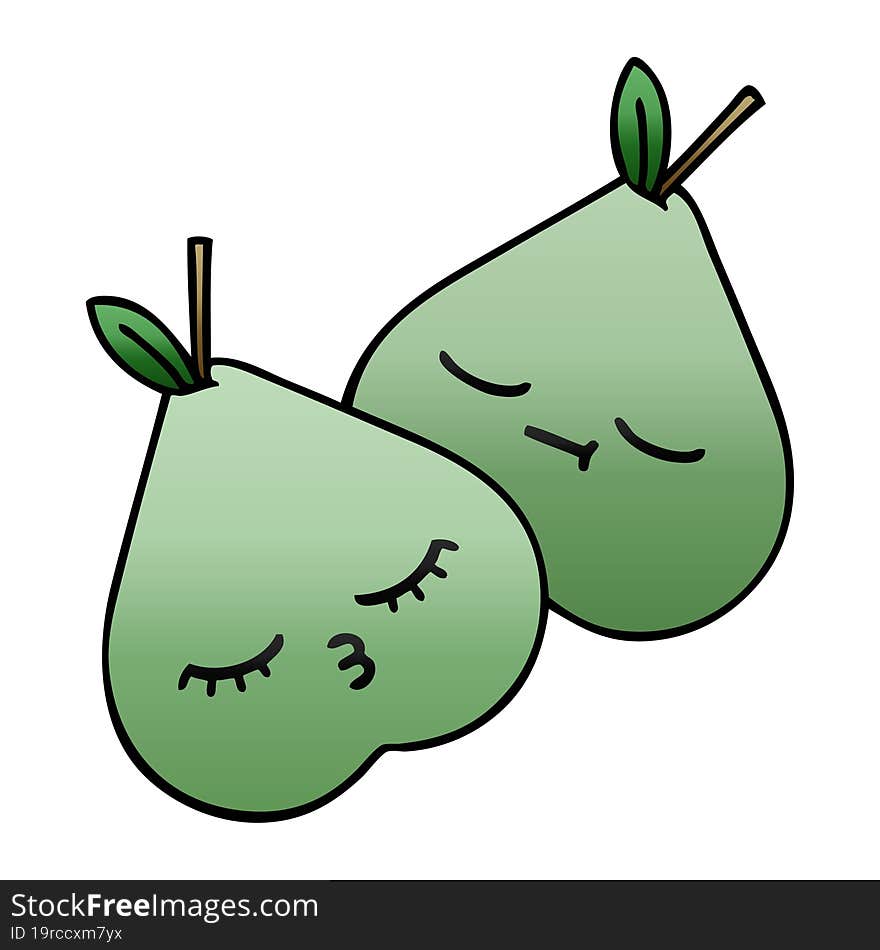 gradient shaded cartoon green pear