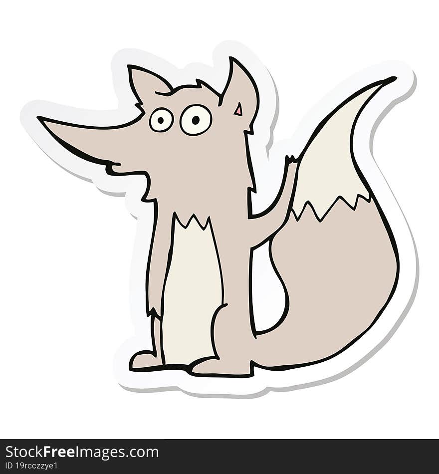 sticker of a cartoon wolf