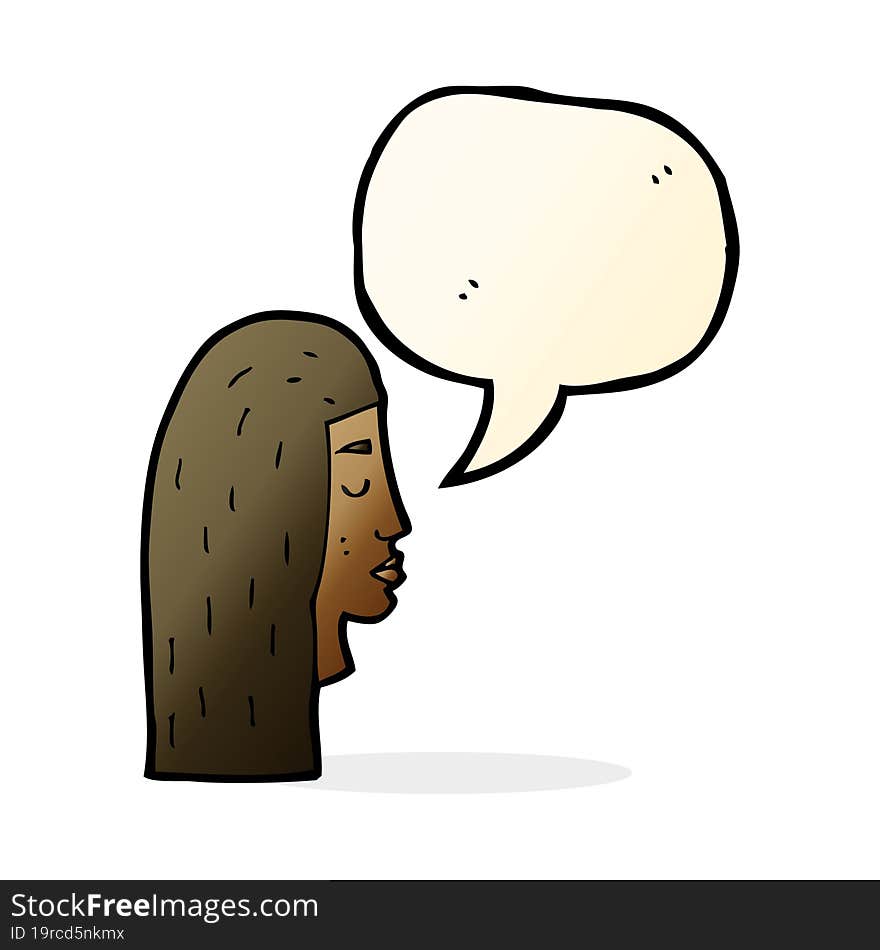 Cartoon Female Face Profile With Speech Bubble