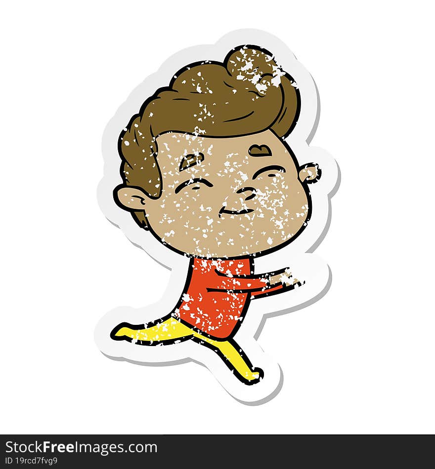 distressed sticker of a running cartoon man