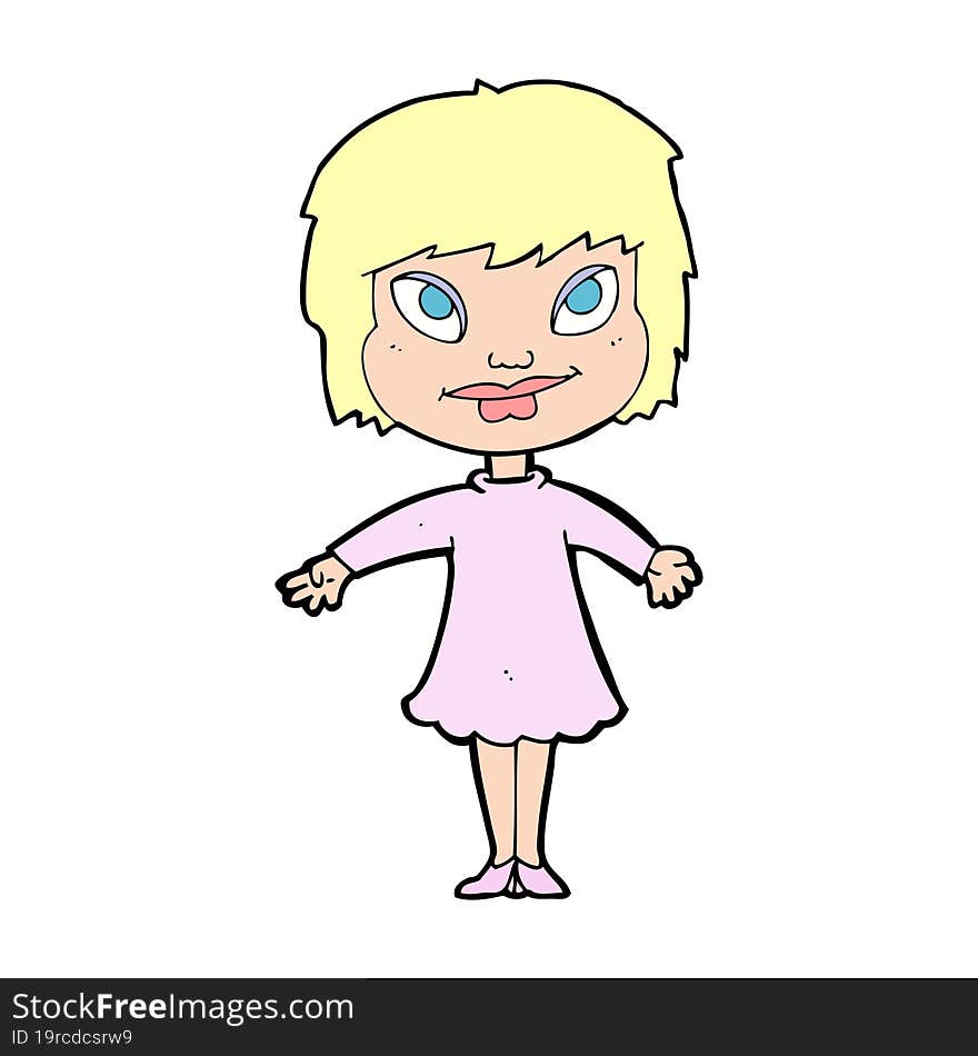 Cartoon Girl Shrugging Shoulders