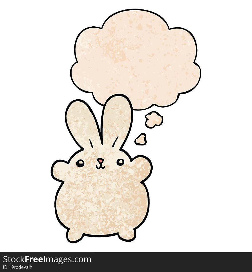 cute cartoon rabbit with thought bubble in grunge texture style. cute cartoon rabbit with thought bubble in grunge texture style