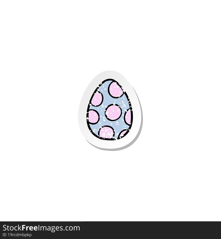 distressed sticker of a cartoon painted easter egg