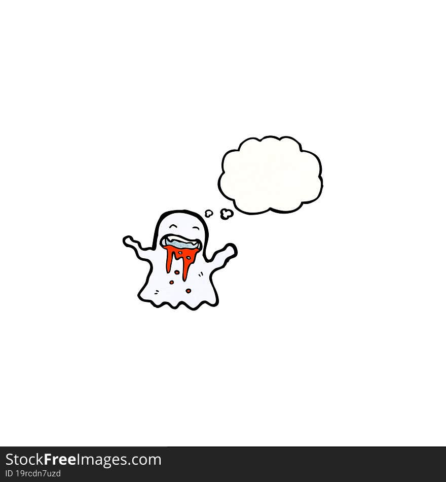 cartoon ghost with thougth bubble