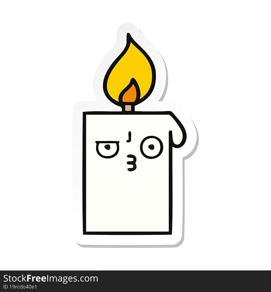 sticker of a cute cartoon lit candle