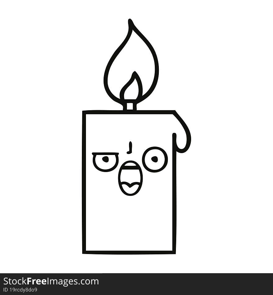 line drawing cartoon lit candle