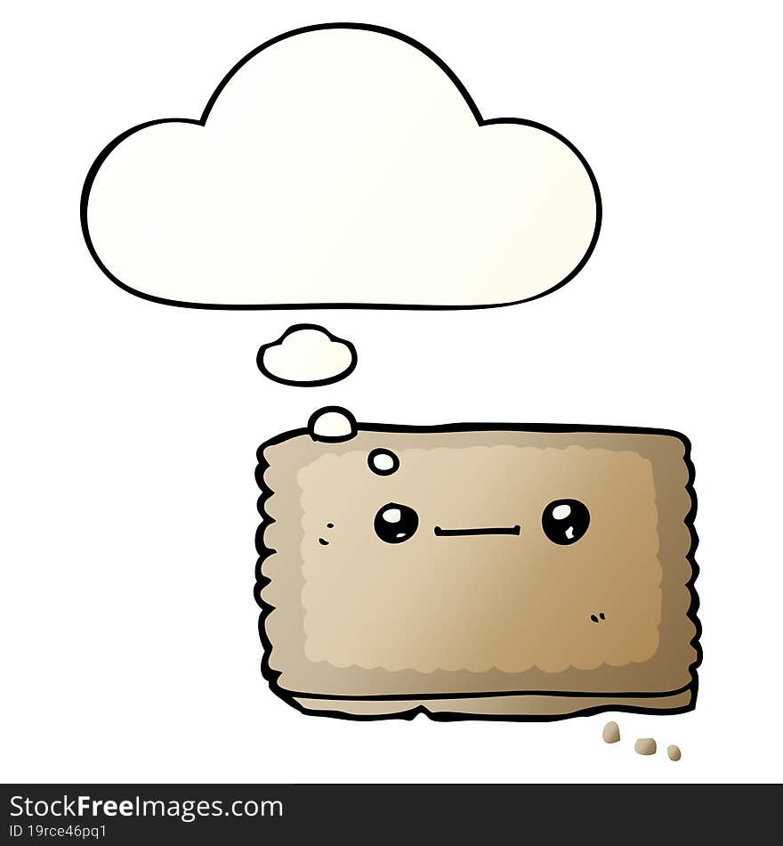 cartoon biscuit and thought bubble in smooth gradient style