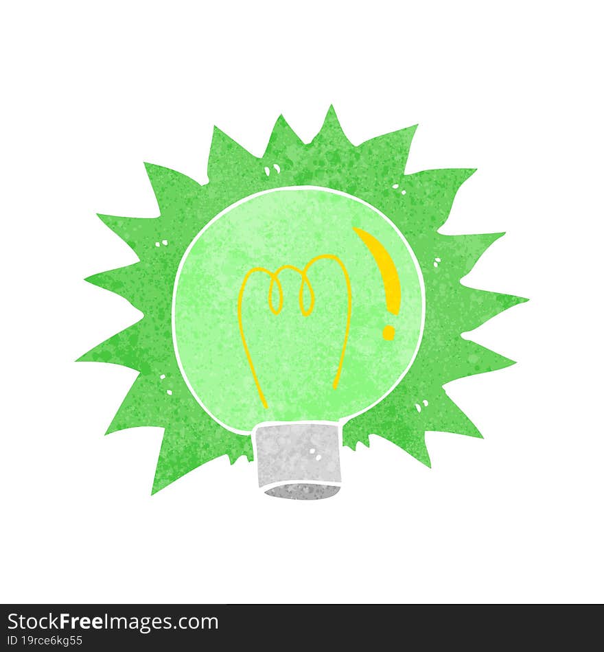 Cartoon Flashing Green Light Bulb