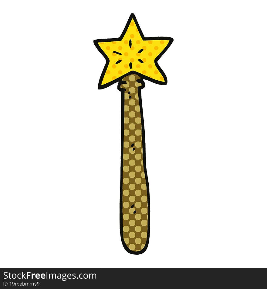 Comic Book Style Cartoon Magician Wand