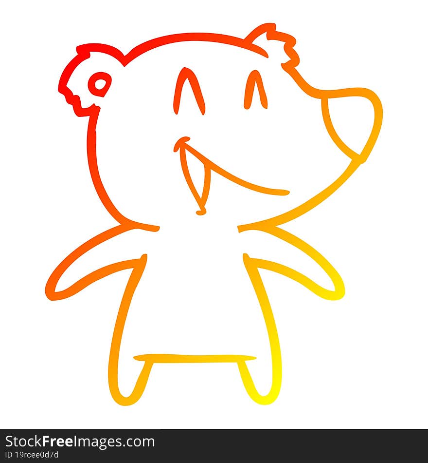 warm gradient line drawing laughing bear cartoon