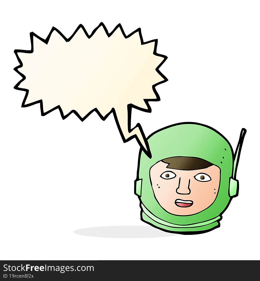 cartoon astronaut head with speech bubble