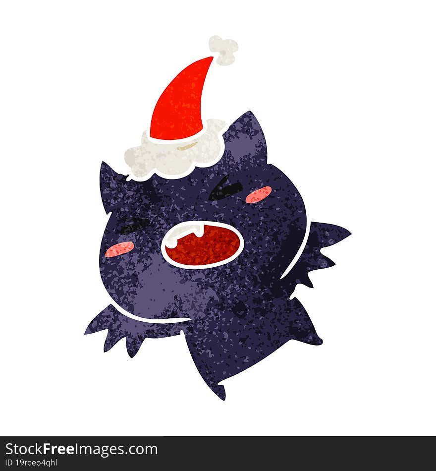 Christmas Retro Cartoon Of Kawaii Bat