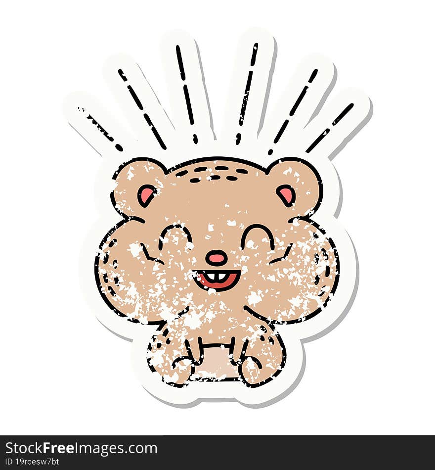 grunge sticker of tattoo style happy hamster