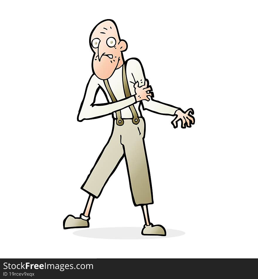 cartoon old man having heart attack