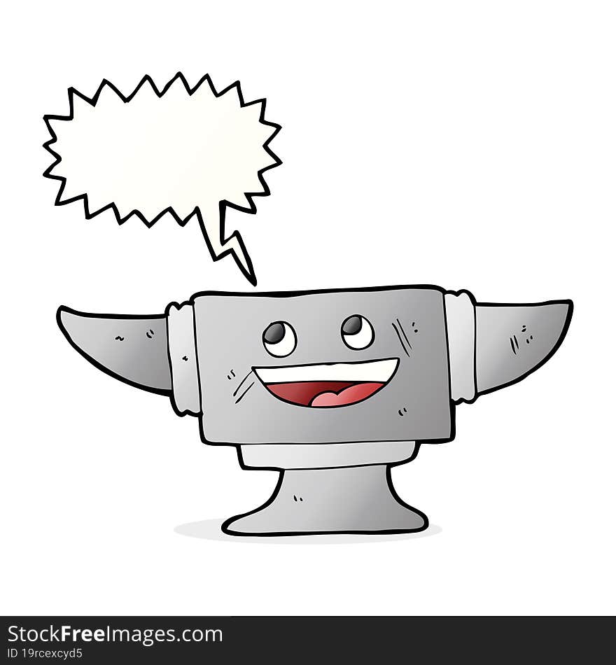 Cartoon Blacksmith Anvil With Speech Bubble