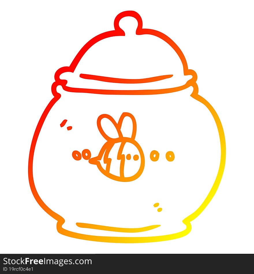 warm gradient line drawing of a cartoon honey pot