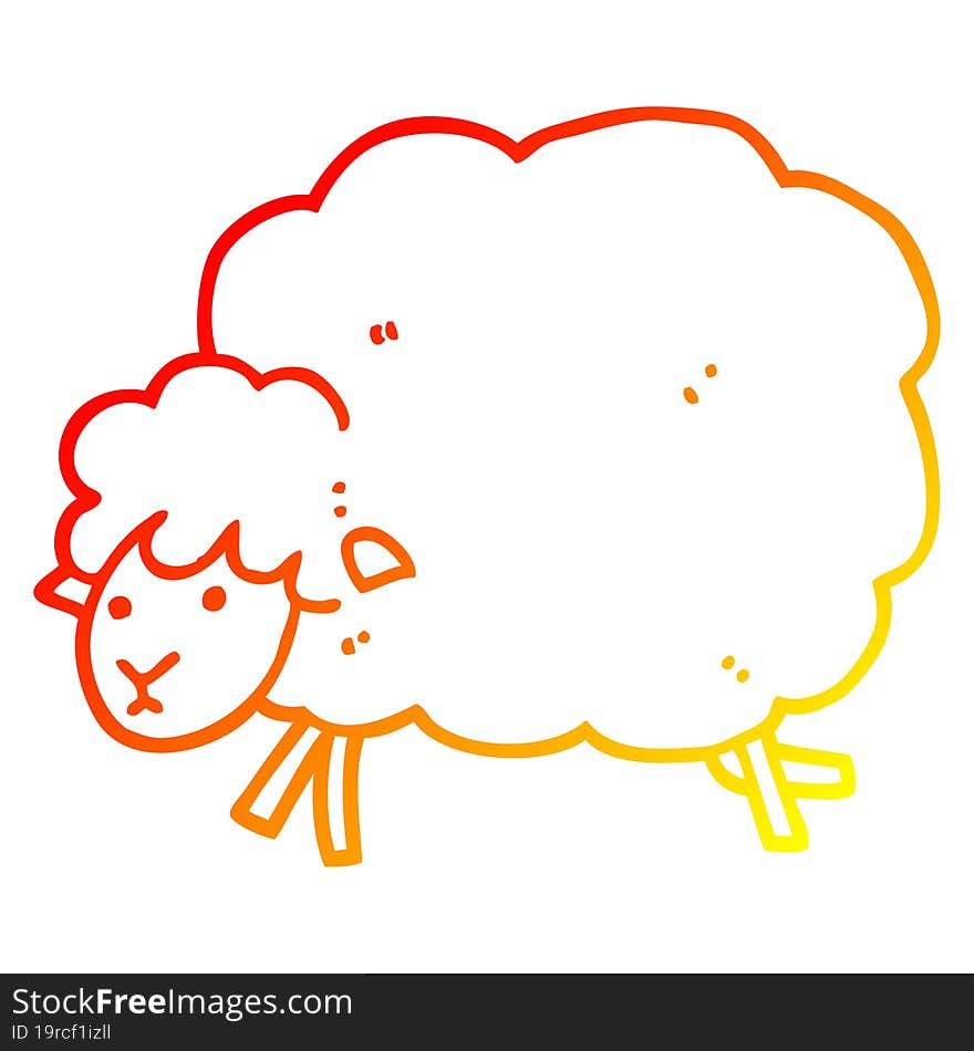 Warm Gradient Line Drawing Cartoon Sheep