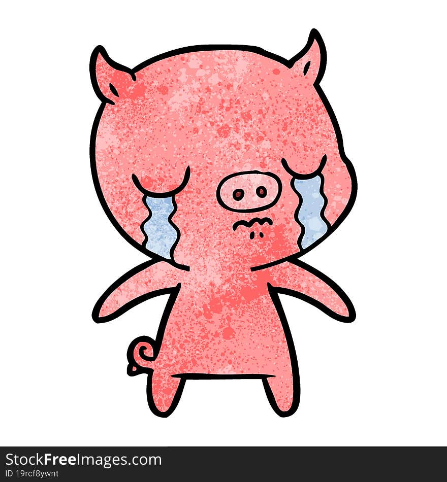 cartoon pig crying. cartoon pig crying