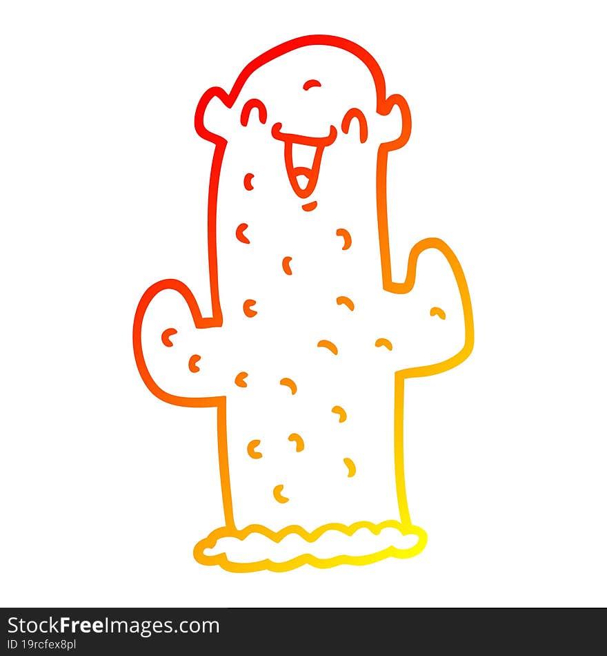 warm gradient line drawing cartoon cactus