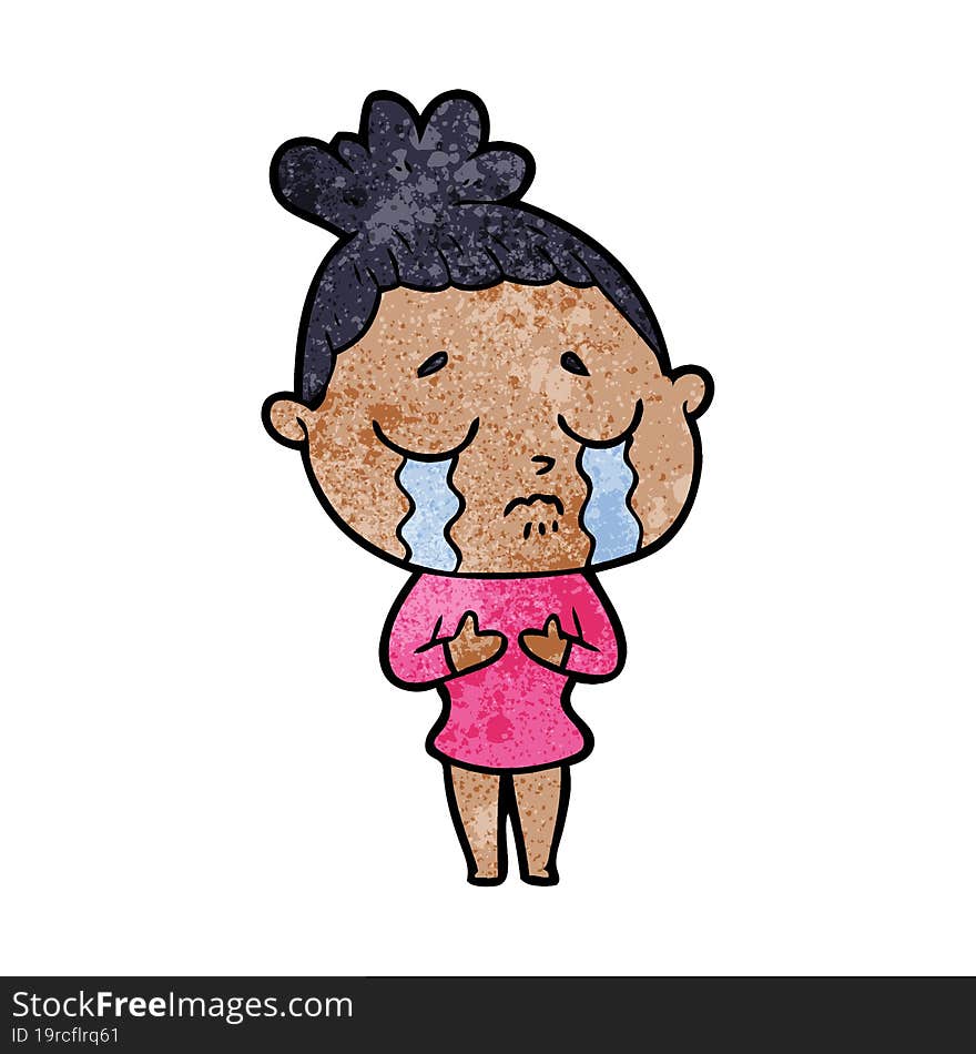 cartoon crying woman. cartoon crying woman