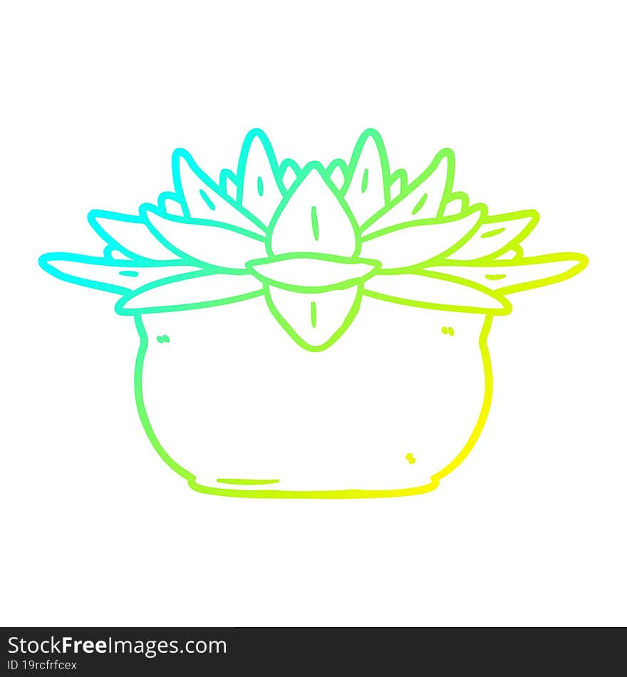 cold gradient line drawing cartoon succulent plant